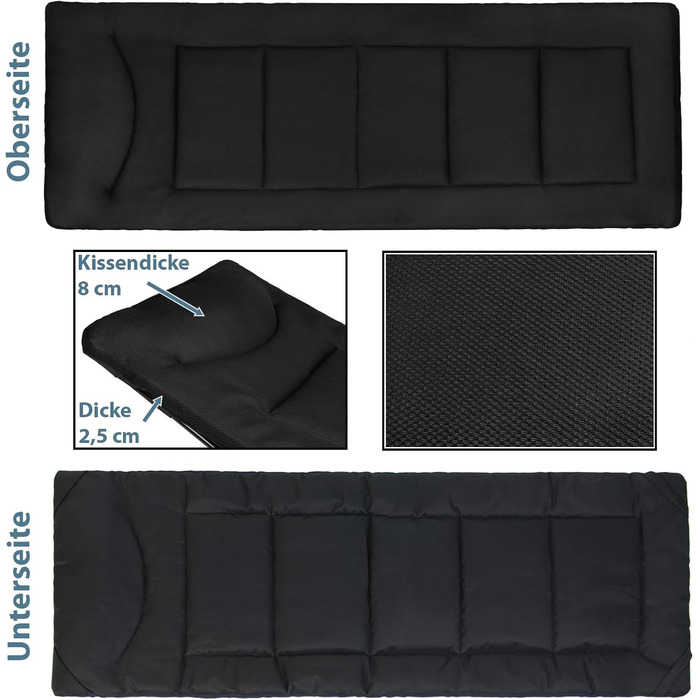 Кемпінгове ліжко Alpidex: розкладне, з кишенею, для відпочинку та гостей, чорне