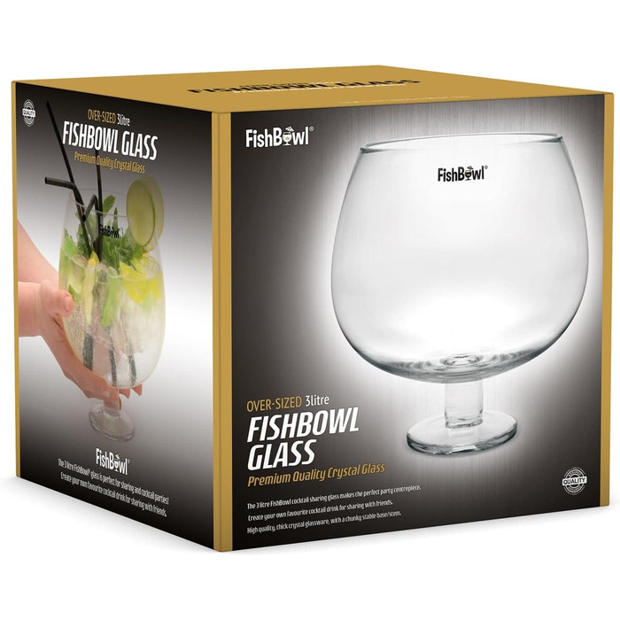 Fishbowl Extra Large Cocktail Glass, Jumbo, made of glass, extra large, 20 cm, individually (3 Liters)