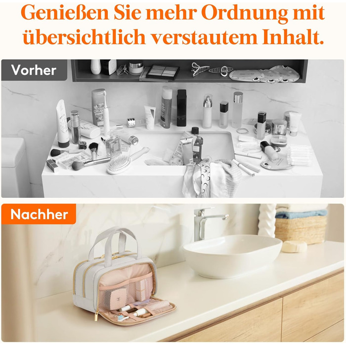 Валіза-органайзер для косметики Lifewit 5L, сірий, водовідштовхувальний, з відділенням для мокрого одягу