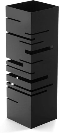 Versa Stripes Modern Umbrella Stand - Metal, Black - Entryway, Hallway, Room Organizer