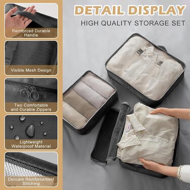 Органайзер для валізи Gemtte 13-ти частинний, водонепроникний, набір для подорожей (чорний)