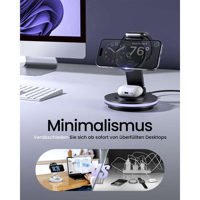 3-в-1 Станція зарядки MagSafe для Apple Watch, iPhone та AirPods (білий/чорний)