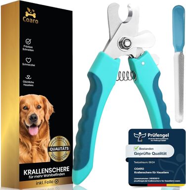 Ножиці для стрижки кігтів собак та котів з захистом від травм - професійний набір з пилочкою, нержавіюча сталь