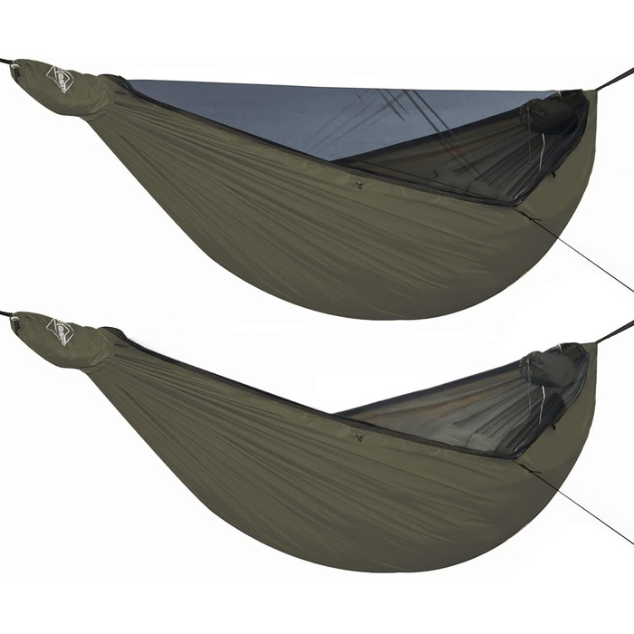 Onewind Premium 11' Camping Zippered Hammock, Single Portable Hammock with Mosquito Net and Tree Straps for Travel, Camping, Backpacking, and Hiking… (Green, 366cm*162cm)