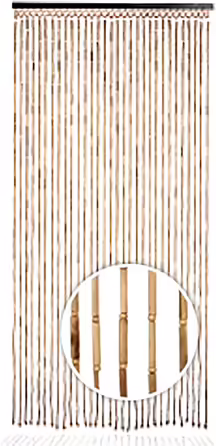 Kobolo Bamboo Door Curtain, 90x200 cm, 31 Strands, brown, natural bamboo curtain as a fly screen, privacy screen & room divider for balcony, terrace, kitchen or living area