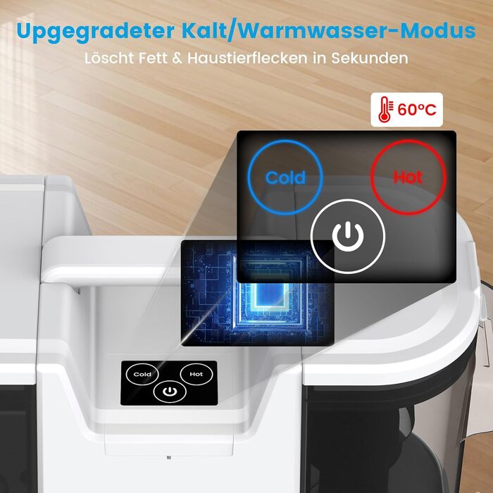 Апарат для чищення м'яких меблів та килимів: волого-пилосос, 450W, з щіткою для шерсті тварин. Підходить для диванів, килимів, автосидінь та сходів (біло-сірий)