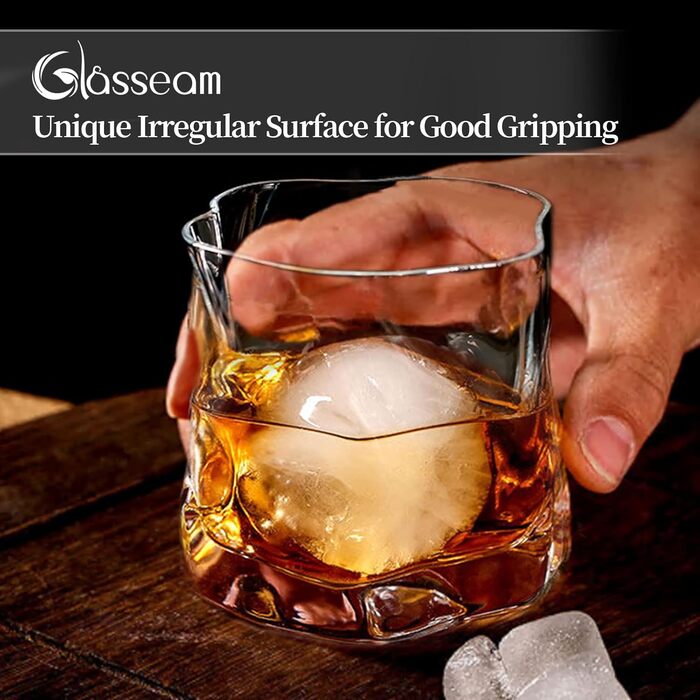 Набір склянок для віскі з нерівними гранями, 6 шт. Об'єм 250 мл. Стильні келихи для скотчу, бурбону, рому. Ідеальний подарунок для тата, чоловіка, друзів. Прозорі скляні келихи для бару.