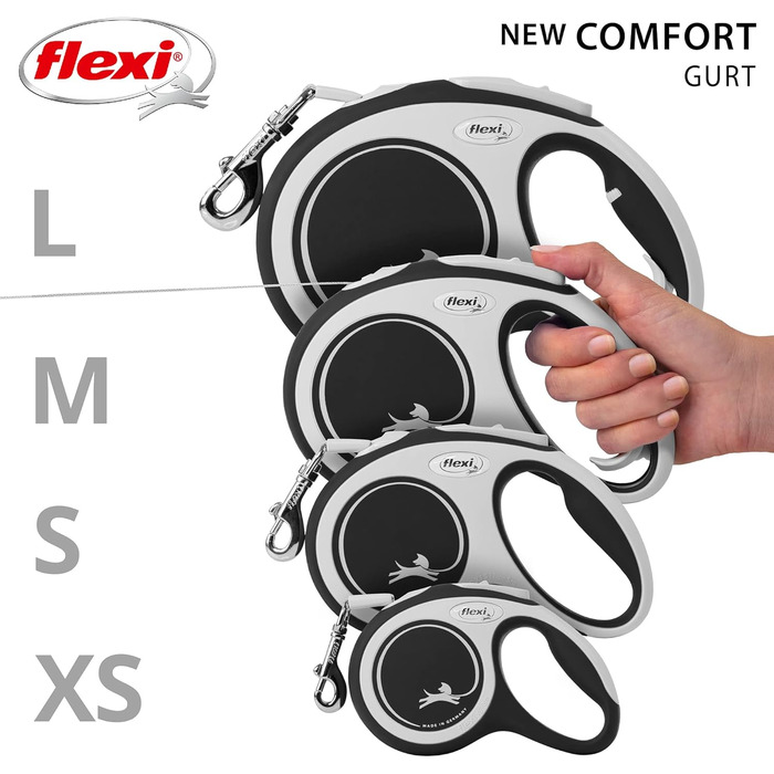 Рулетка для собак Flexi Comfort S, 5 м, чорна (до 15 кг)