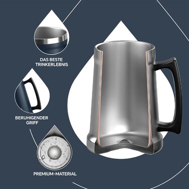 Термокружка для пива Ideus® 710мл з нержавіючої сталі, 24oz, для Октоберфесту (Морська синя)