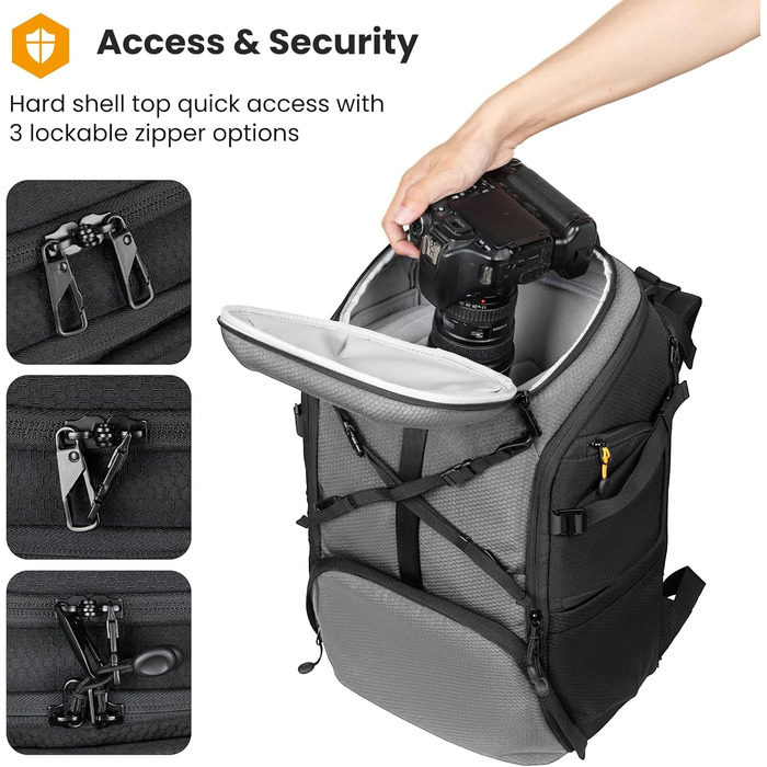 Рюкзак для камери Tarion HX-XL, 2-в-1, чорний, сірий, водонепроникний, з відділенням для ноутбука 15,6 дюймів