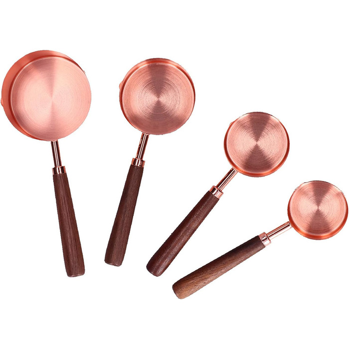 Measuring Spoon Set, 4 Measuring Cups in Rose Gold with Scale, Stainless Steel Measuring Spoons for Kitchen Utensils (Size: L)
