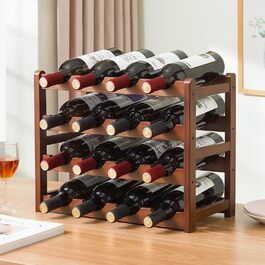 Bamboo Wine Rack (16 Bottles) – 4-Tier Stackable & Space-Saving Design | Ideal for Kitchen, Wine Cellar, or Restaurant | Eco-Friendly & Assembly-Free