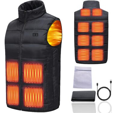 Тепла жилетка з підігрівом для чоловіків та жінок з Powerbank, 12 зон нагріву, 3 температурні режими, 20000mAh, 3XL