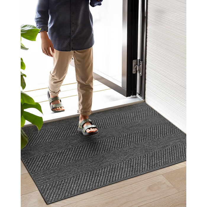 Килимок для дому COLOR&GEOMETRY 43x76 см, сірий, машинне прання, неслизький, для входу, вбираючий, для передпокою, коридору
