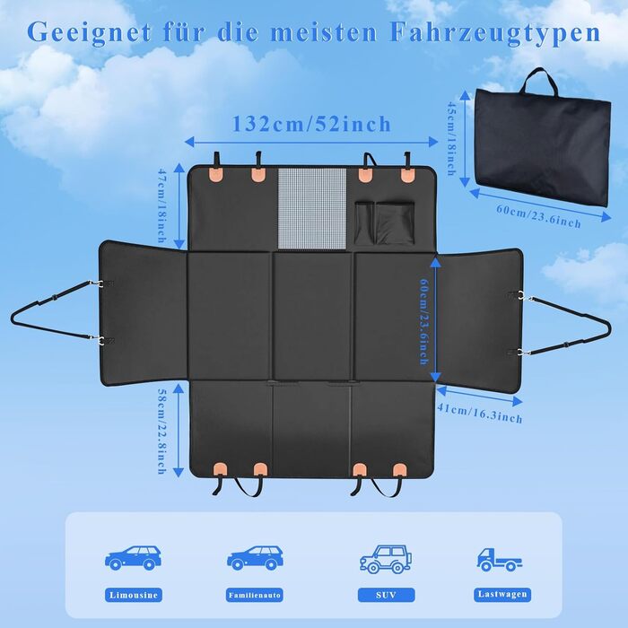 Накладка на сидіння автомобіля для собак, водовідштовхувальна, з жорсткою основою, для SUV, позашляховиків та мінівенів (помаранчевий)