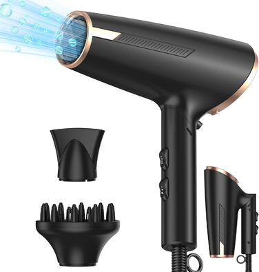 Набір для укладки волосся 5 в 1 Airstyler: фен, щітка, плойка, брашинг, стайлер. Чорний (1800W, складний)