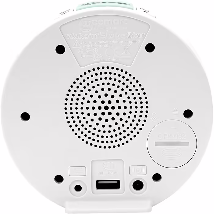 Alarm clock with 95dB loud alarm, flashing light, and vibrating cushion - Geemarc Wake 'N' Shake Star wakes up late sleepers, the hard of hearing, and the deaf - USB charger - Version DE