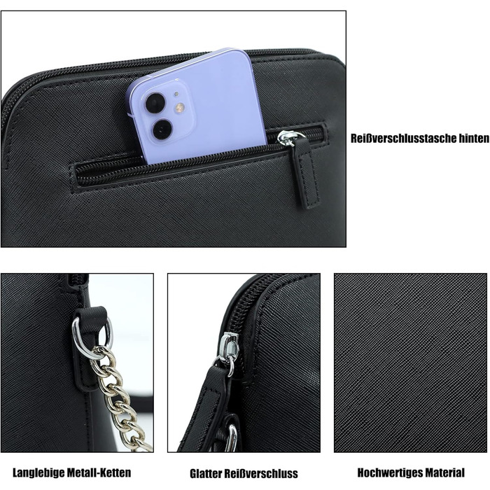 Сумка жіноча TANTOMI через плече: елегантна чорна крос-боді сумка на ланцюжку для вечірок