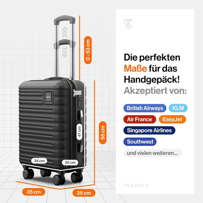 Чемодан Trevey з полікарбонату, 67 см, 60 л, міцний, з TSA замком, для подорожей, ручна поклажа, колір: Небесно-зелений