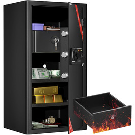 Касовий сейф KABISAFE для дому: захист грошей, документів та цінностей. Сейф з цифровим замком, полицею та сигналізацією (82л)