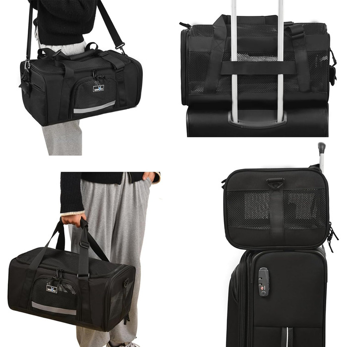 Транспортна переноска для котів та собак, що розкладається, для подорожей літаком, сірого кольору (L 45см x B 28см x H 21см)