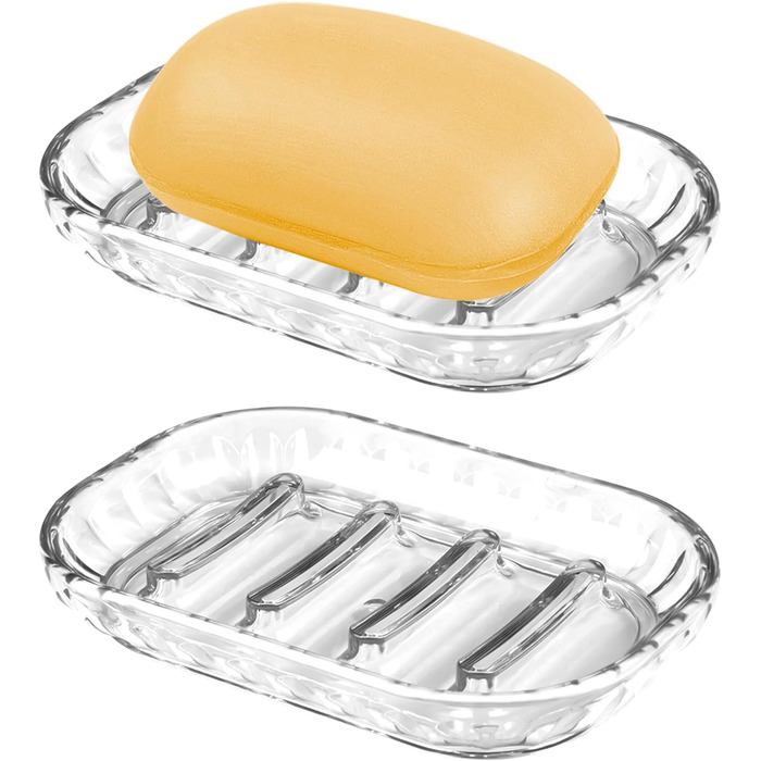 Миски для мила 2 шт. з пластику, самозливні, 13×8.8 см, неслизькі, для ванної, кухні, душу