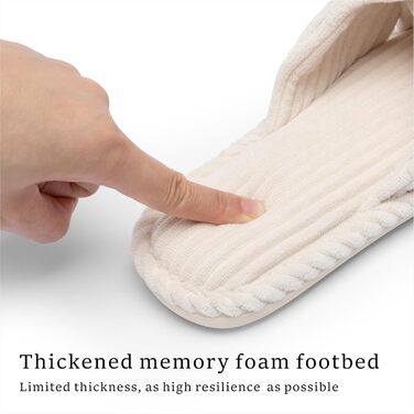 Чантому Хаусшухе для жінок: домашні тапочки з меморі-піною, зручні, з відкритим носком, ковдраний велюр, антиковзаючі, для дому, спальні, ванної кімнати, розмір 39/40 EU, бежеві