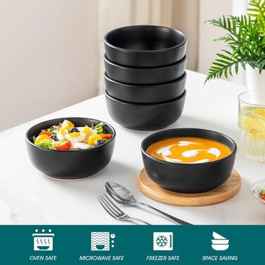 Набір супових та салатних мисок Vancasso PLAYA, 6 шт., 0.9 л, чорний, кераміка