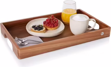 Ad Hoc Serving Tray Serve Smart | large wooden tray | serving tray with handle made of high-quality acacia wood (walnut veneer base) | serving platter 56x30cm | no bamboo