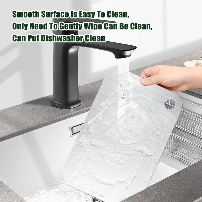 Нержавійна дошка для нарізання з нержавіючої сталі, 2 шт. (14,5 x 23,5 см), Titanium, двостороння, легко миється, антибактеріальна, для м'яса, овочів, фруктів