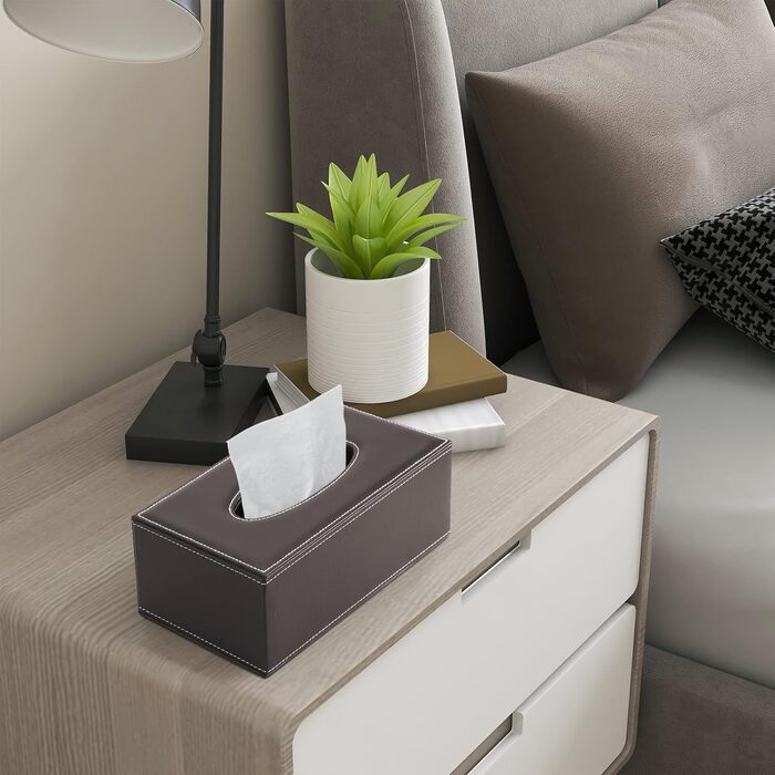 Коробка для серветок прямокутної форми KINGFOM™ для дому, офісу, авто (білий, коричневий)