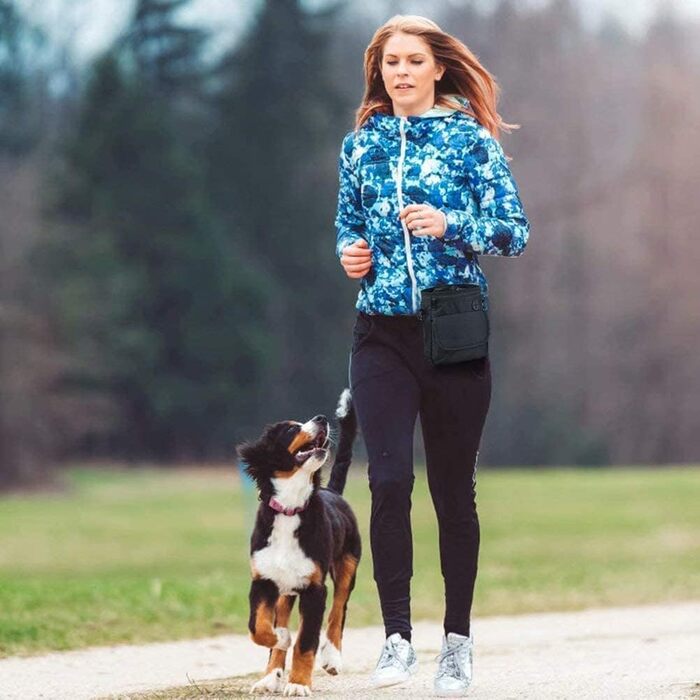 Водонепроникна сумка для ласощів для собак Hanwell з інтегрованим дозатором пакетів для екскрементів, сумка для дресирування собак на стегні та на плечі, чорна