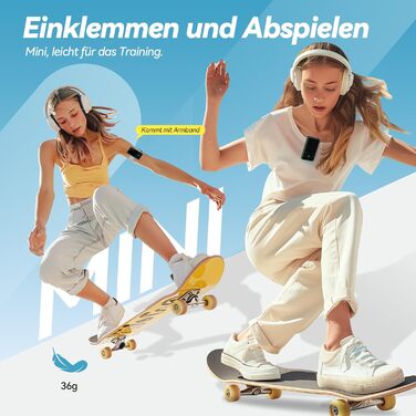 MP3 плеєр AGPTEK 64GB Bluetooth 5.3 з кліпсою для спорту, 1.8