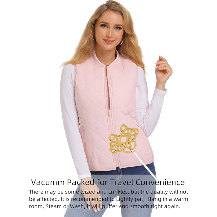 Жіноча степна жилетка Fuinoth з рифленим коміром, світло-рожевого кольору (XXL)