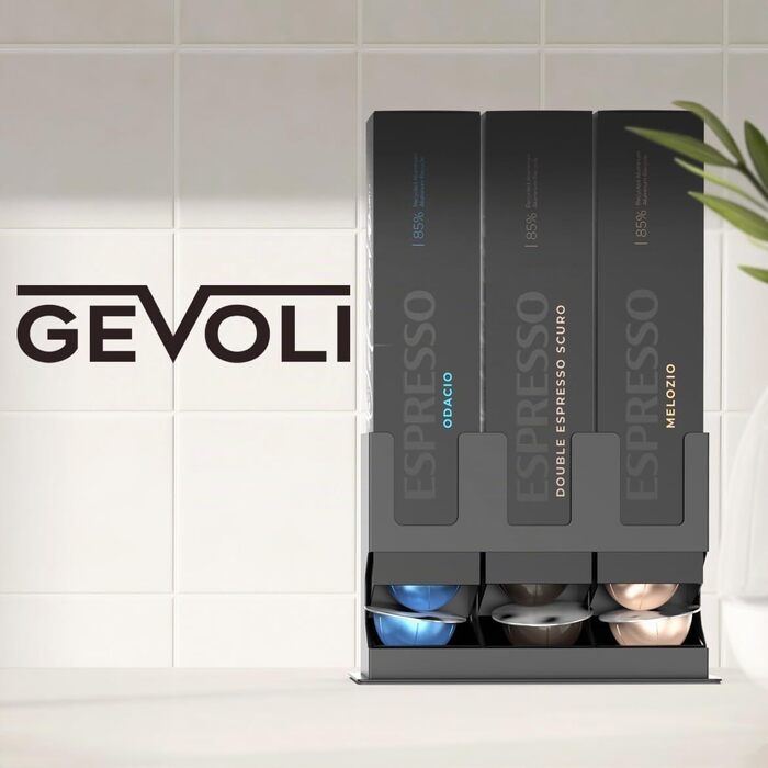 Тримач для капсул Nespresso Vertuo GALVANOX — преміум-органайзер для зберігання капсул VertuoLine (набір з 3 боксів на 30 капсул), сталева стійка підставка для стільниці