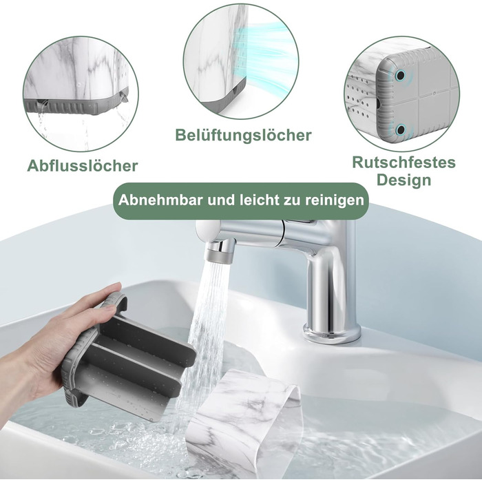 Тримач для зубних щіток електричної, з дренажними отворами, з імітацією текстури дерева, органайзер для зубних щіток на 4 щітки, легкий у чищенні, для ванної кімнати (сірий мармур, середній)