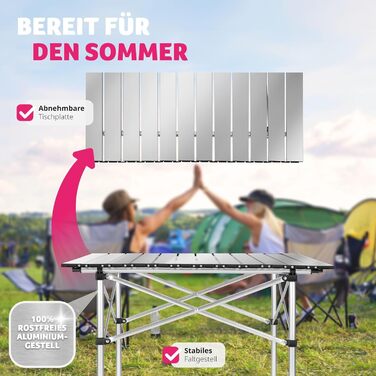 Складний алюмінієвий стіл Tectake для кемпінгу, саду та тераси 70x70x70 см (Модель 401169)