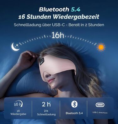 Маска для сну з Bluetooth навушниками, шовкова, 100% затемнення, рожева – для комфортного сну, подорожей та релаксації
