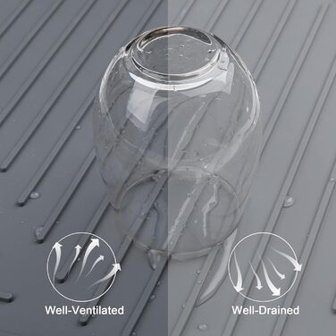 Силиконова підставка для сушіння посуду IYYI (LSD-Black) - велика, термостійка, швидковисихаюча, 23.5 x 15.2 дюймів