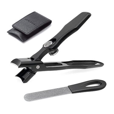 Кусачки для нігтів Zehennagelknipser для товстих нігтів з фіксатором, великим отвором та пилкою, для врослих нігтів, міцні, для дорослих та літніх людей (чорні)