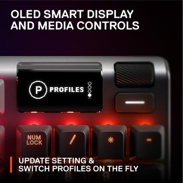 SteelSeries Apex 7 - Механічна ігрова клавіатура з OLED дисплеєм - Червоні перемикачі - Розкладка DE (QWERTZ)
