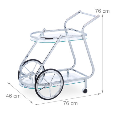 Relaxdays Chrome and Glass Serving Trolley