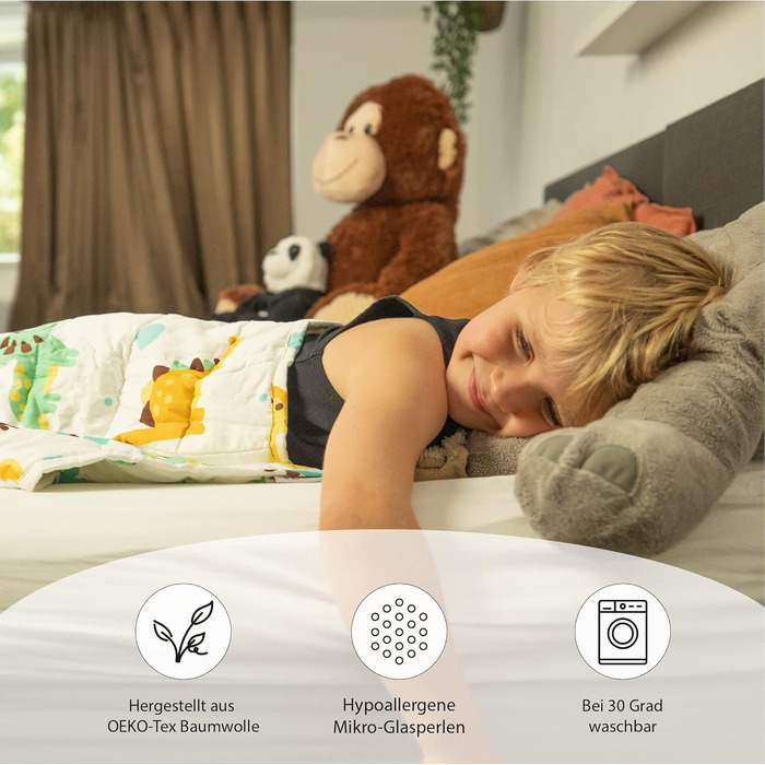 Ella Weighted Blanket for Kids - 2.4kg (90x120cm) - Anxiety & Stress Relief Therapy Blanket with Hypoallergenic Glass Beads & Cooling Cotton Cover - 15-25kg