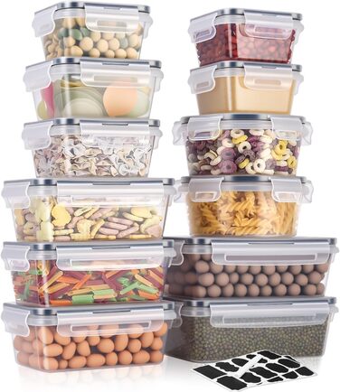 Набір контейнерів для зберігання продуктів 24 шт. з кришкою, герметичні, для кухні, 1L/0.84L/0.7L/0.55L/0.35L