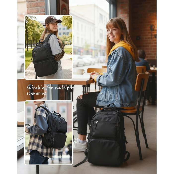 Шкільний рюкзак для підлітків: чорний, 46*35*18 см. Підходить для дівчаток та хлопців. Шкільна сумка, casual daypack, рюкзак для школи.