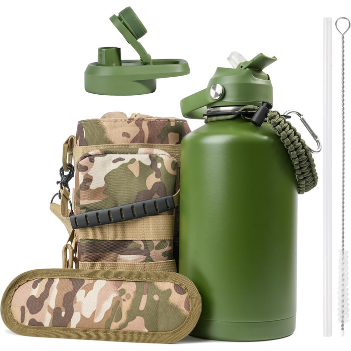Kalawen Stainless Steel Water Bottle 2.2L Sports Bottle Fitness Water Bottle Leak-Proof Keeps 48h Thermo and 24h Cold Water Bottle Sports BPA Free Water Bottle Outdoor Carbonated Suitable