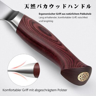 Ніж кухарський SANMEIHO Kochmesser 20 см, професійний, японський, сталь 10Cr15MoV (5 шарів), ручка Pakka-Wood, серія OKINAWA