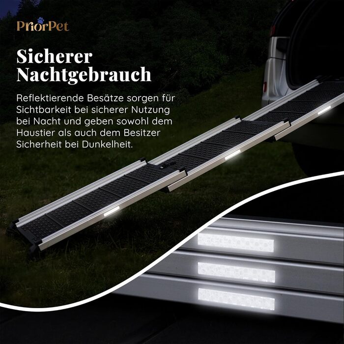 Рампа для собак у машину, складана, 90 кг, телескопічна, алюмінієва, з кліпсою, для великих собак, зелена (Shadow Gray)