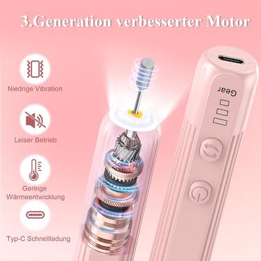 Набір електричного нейл-дриля AOMEES, портативний бездротовий апарат для манікюру з 56 шліфувальними насадками (рожевий)