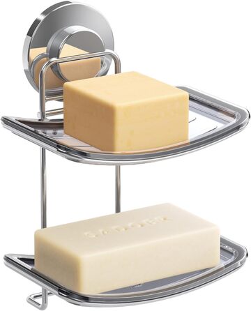 Хромована мильниця з піддоном для води, настінна, без свердління, для ванної кімнати та кухні (5 кг)